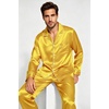 image:imageSWOMOG Mens Silk Satin Pajamas Set Long Sleeve Sleepwear ButtonDown Pj Twopiece Loungewear with Long Pants SXXLGold