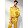 image:imageSWOMOG Mens Silk Satin Pajamas Set Long Sleeve Sleepwear ButtonDown Pj Twopiece Loungewear with Long Pants SXXLGold