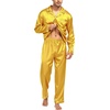 image:imageSWOMOG Mens Silk Satin Pajamas Set Long Sleeve Sleepwear ButtonDown Pj Twopiece Loungewear with Long Pants SXXLGold