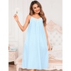 image:imageSWOMOG 100 Cotton Nightgowns for Women Lace Nightgown Sleeveless Sleep Dress Victorian Sleepshirt Button Strap GownLight Blue