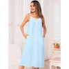 image:imageSWOMOG 100 Cotton Nightgowns for Women Lace Nightgown Sleeveless Sleep Dress Victorian Sleepshirt Button Strap GownLight Blue