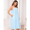 image:imageSWOMOG 100 Cotton Nightgowns for Women Lace Nightgown Sleeveless Sleep Dress Victorian Sleepshirt Button Strap GownLight Blue