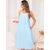 image:imageSWOMOG 100 Cotton Nightgowns for Women Lace Nightgown Sleeveless Sleep Dress Victorian Sleepshirt Button Strap GownLight Blue