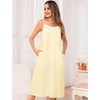 image:imageSWOMOG 100 Cotton Nightgowns for Women Lace Nightgown Sleeveless Sleep Dress Victorian Sleepshirt Button Strap GownLight Yellow