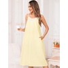 image:imageSWOMOG 100 Cotton Nightgowns for Women Lace Nightgown Sleeveless Sleep Dress Victorian Sleepshirt Button Strap GownLight Yellow
