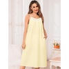image:imageSWOMOG 100 Cotton Nightgowns for Women Lace Nightgown Sleeveless Sleep Dress Victorian Sleepshirt Button Strap GownLight Yellow
