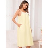 image:imageSWOMOG 100 Cotton Nightgowns for Women Lace Nightgown Sleeveless Sleep Dress Victorian Sleepshirt Button Strap GownLight Yellow