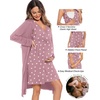 image:imageSWOMOG Women Maternity Nursing Gown and Robe Set 3 in 1 Labor Delivery Nursing Nightgown for Breastfeeding Hospital BathrobeHeart Shaped Taro Paste