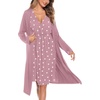 image:imageSWOMOG Women Maternity Nursing Gown and Robe Set 3 in 1 Labor Delivery Nursing Nightgown for Breastfeeding Hospital BathrobeHeart Shaped Taro Paste