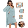 image:imageSWOMOG Women Maternity Nursing Gown and Robe Set 3 in 1 Labor Delivery Nursing Nightgown for Breastfeeding Hospital BathrobeMoss Green