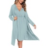 image:imageSWOMOG Women Maternity Nursing Gown and Robe Set 3 in 1 Labor Delivery Nursing Nightgown for Breastfeeding Hospital BathrobeMoss Green