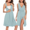 image:imageSWOMOG Women Maternity Nursing Gown and Robe Set 3 in 1 Labor Delivery Nursing Nightgown for Breastfeeding Hospital BathrobeMoss Green