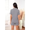 image:imageSWOMOG Womens Maternity Nursing Pajama Sets Breastfeeding Sleepwear Postpartum Lounge Sets Double Layer Short Sleeve PjsGrey