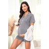 image:imageSWOMOG Womens Maternity Nursing Pajama Sets Breastfeeding Sleepwear Postpartum Lounge Sets Double Layer Short Sleeve PjsGrey