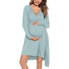 image:imageSWOMOG Women Maternity Nursing Gown and Robe Set 3 in 1 Labor Delivery Nursing Nightgown for Breastfeeding Hospital BathrobeMoss Green