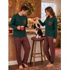 image:imageSWOMOG Adult Christmas Pajamas Buffalo Plaid Pajama Pants with Pockets Long Sleeve Tops for Couples amp FamilyEmerald Green
