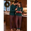 image:imageSWOMOG Adult Christmas Pajamas Buffalo Plaid Pajama Pants with Pockets Long Sleeve Tops for Couples amp FamilyEmerald Green