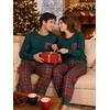 image:imageSWOMOG Adult Christmas Pajamas Buffalo Plaid Pajama Pants with Pockets Long Sleeve Tops for Couples amp FamilyEmerald Green