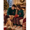 image:imageSWOMOG Adult Christmas Pajamas Buffalo Plaid Pajama Pants with Pockets Long Sleeve Tops for Couples amp FamilyEmerald Green
