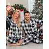 image:imageSWOMOG Family Christmas Pajamas Set Long Sleeve Sleepwear Sets Button Down Loungewear Set Party Holiday Pjs SetsBlack White Grid