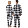 image:imageSWOMOG Family Christmas Pajamas Set Long Sleeve Sleepwear Sets Button Down Loungewear Set Party Holiday Pjs SetsBlack White Grid