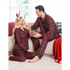 image:imageSWOMOG Family Christmas Pajamas Set Long Sleeve Sleepwear Sets Button Down Loungewear Set Party Holiday Pjs SetsGreen Grid