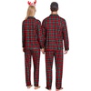 image:imageSWOMOG Family Christmas Pajamas Set Long Sleeve Sleepwear Sets Button Down Loungewear Set Party Holiday Pjs SetsGreen Grid