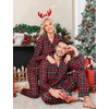 image:imageSWOMOG Family Christmas Pajamas Set Long Sleeve Sleepwear Sets Button Down Loungewear Set Party Holiday Pjs SetsGreen Grid