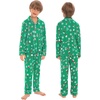 image:imageSWOMOG Family Christmas Pajamas Set Long Sleeve Sleepwear Sets Button Down Loungewear Set Party Holiday Pjs SetsGreen With Santa Claus
