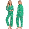 image:imageSWOMOG Family Christmas Pajamas Set Long Sleeve Sleepwear Sets Button Down Loungewear Set Party Holiday Pjs SetsGreen With Santa Claus