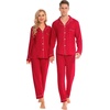 image:imageSWOMOG Family Christmas Pajamas Set Long Sleeve Sleepwear Sets Button Down Loungewear Set Party Holiday Pjs SetsRed