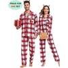 image:imageSWOMOG Family Christmas Pajamas Set Long Sleeve Sleepwear Sets Button Down Loungewear Set Party Holiday Pjs SetsRed White Grid