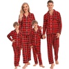 image:imageSWOMOG Family Christmas Pajamas Set Long Sleeve Sleepwear Sets Button Down Loungewear Set Party Holiday Pjs SetsRed With Black Grid