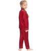 image:imageSWOMOG Family Matching Pajamas Set Silk Satin Button Down Sleepwear Long Sleeve Nightwear 2 Pcs Pj Set SXXLCherry Red1