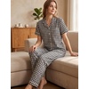 image:imageSWOMOG Women 100 Cotton Pajamas Set 2PCS ButtonDown Sleepwear Tops and Pants with Pocket Summer Loungewear SXXLBlackwhite Plaid