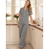 image:imageSWOMOG Women 100 Cotton Pajamas Set 2PCS ButtonDown Sleepwear Tops and Pants with Pocket Summer Loungewear SXXLBlackwhite Plaid