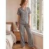 image:imageSWOMOG Women 100 Cotton Pajamas Set 2PCS ButtonDown Sleepwear Tops and Pants with Pocket Summer Loungewear SXXLBlackwhite Plaid