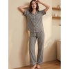 image:imageSWOMOG Women 100 Cotton Pajamas Set 2PCS ButtonDown Sleepwear Tops and Pants with Pocket Summer Loungewear SXXLBlackwhite Plaid