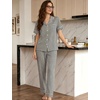 image:imageSWOMOG Women 100 Cotton Pajamas Set 2PCS ButtonDown Sleepwear Tops and Pants with Pocket Summer Loungewear SXXLBlackwhite Stripes