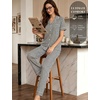 image:imageSWOMOG Women 100 Cotton Pajamas Set 2PCS ButtonDown Sleepwear Tops and Pants with Pocket Summer Loungewear SXXLBlackwhite Stripes