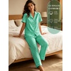 image:imageSWOMOG Women 100 Cotton Pajamas Set 2PCS ButtonDown Sleepwear Tops and Pants with Pocket Summer Loungewear SXXLLight Greenwhite Plaid