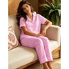 image:imageSWOMOG Women 100 Cotton Pajamas Set 2PCS ButtonDown Sleepwear Tops and Pants with Pocket Summer Loungewear SXXLPinkwhite Plaid