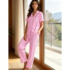 image:imageSWOMOG Women 100 Cotton Pajamas Set 2PCS ButtonDown Sleepwear Tops and Pants with Pocket Summer Loungewear SXXLPinkwhite Plaid