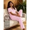 image:imageSWOMOG Women 100 Cotton Pajamas Set 2PCS ButtonDown Sleepwear Tops and Pants with Pocket Summer Loungewear SXXLPinkwhite Stripes