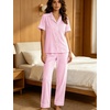 image:imageSWOMOG Women 100 Cotton Pajamas Set 2PCS ButtonDown Sleepwear Tops and Pants with Pocket Summer Loungewear SXXLPinkwhite Stripes