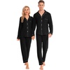 image:imageSWOMOG Family Christmas Pajamas Set Long Sleeve Sleepwear Sets Button Down Loungewear Set Party Holiday Pjs SetsBlack