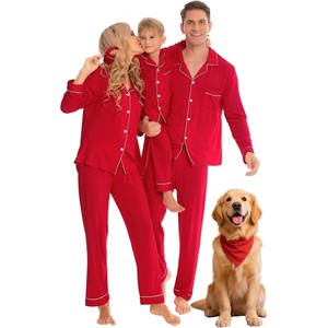 image:imageSWOMOG Family Christmas Pajamas Set Long Sleeve Sleepwear Sets Button Down Loungewear Set Party Holiday Pjs SetsRed