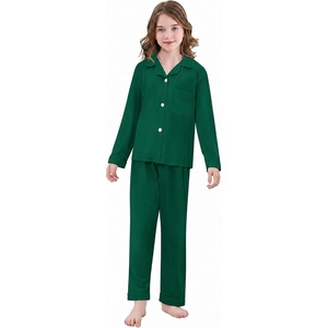 image:imageSWOMOG Matching Family Christmas Kids Pajamas Set Long Sleeve Festival Party Pj Set ButtonDown Sleepwear Soft Nightwear Green