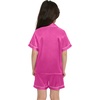 image:imageSWOMOG Kids Satin Pajamas Sets Girls Boys ButtonDown Pjs Short Sleeve Silk Nightwear 2 Piece Lounge Sets Rose Red