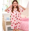 image:imageSWOMOG Kids Silk Pajamas 3 Piece Girls Boys Satin Pajamas Set ButtonDown PJs Set Soft Loungewear Short Sleeve Sleepwear